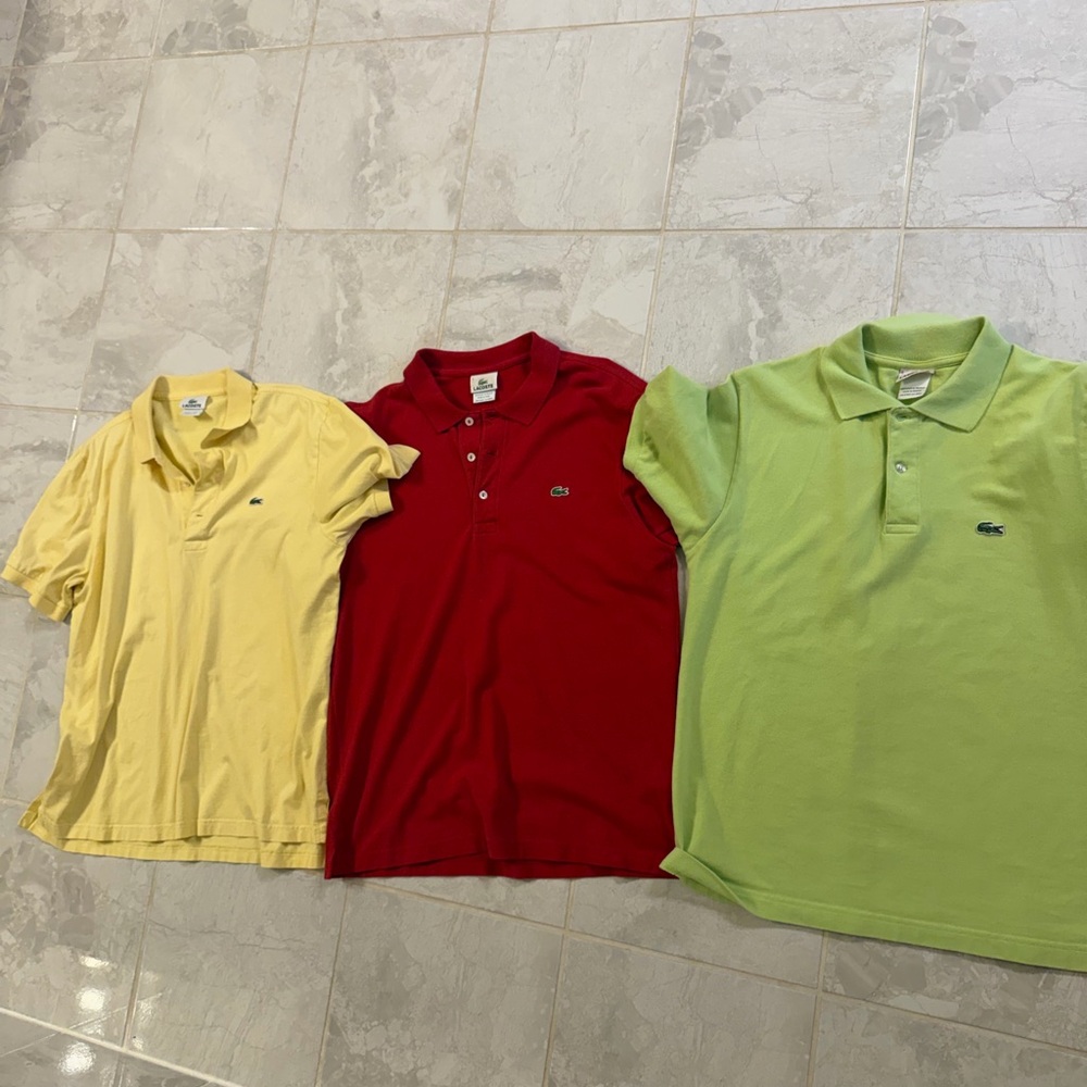 Lacoste Polo Trio in Yellow, Red, Lime Green